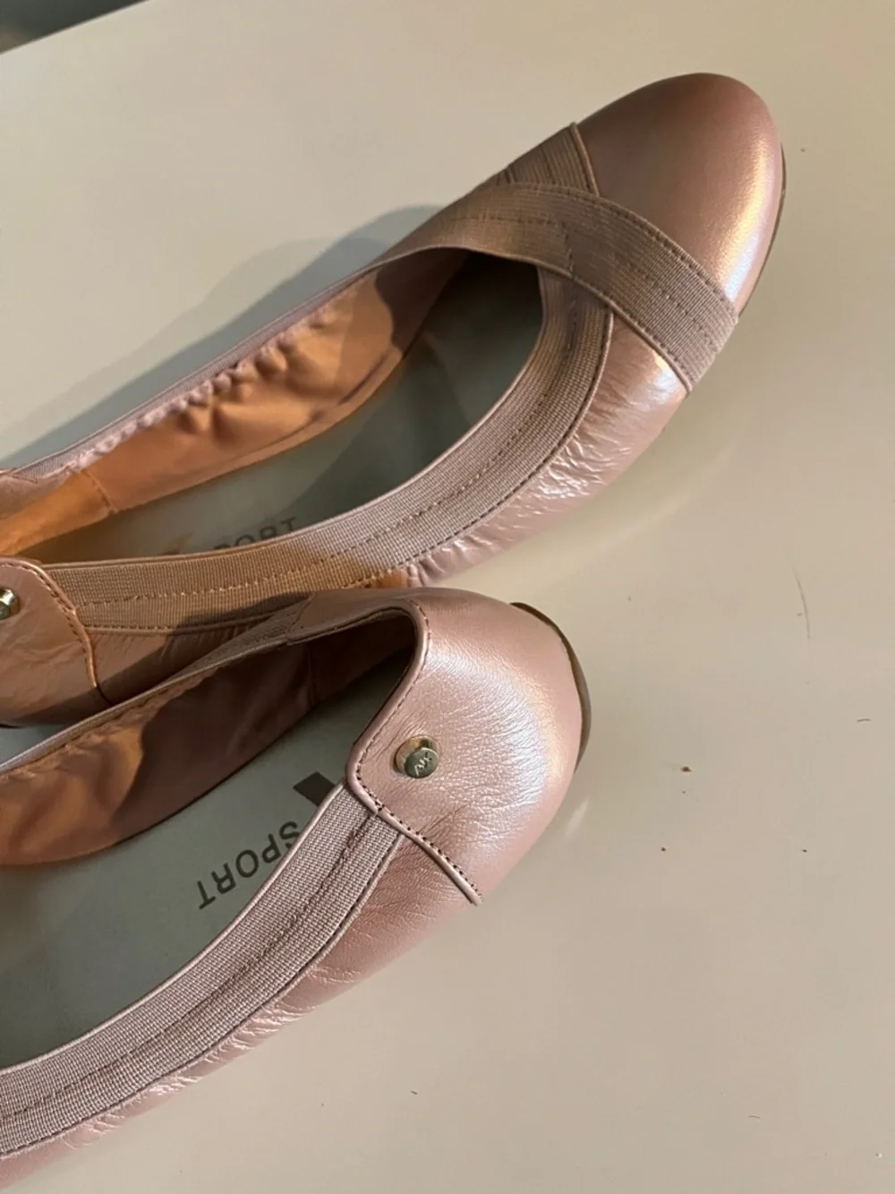 Anne Klein Sport Rose Gold Ballet Flats Comfortable Feminine Size 9‎
